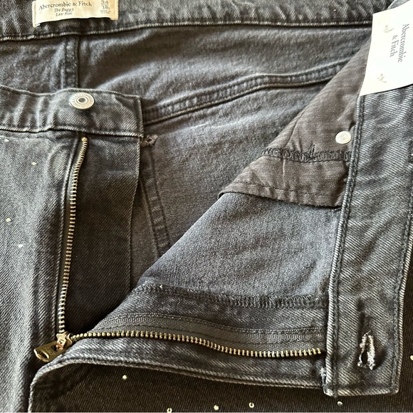NWT Abercrombie & Fitch Low Rise The Baggy Stones Grey Jeans Size 34 Short - Picture 8 of 13